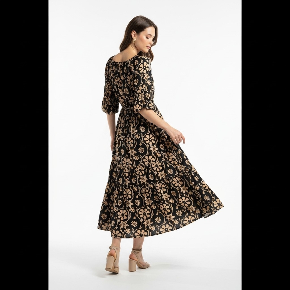 Natalie Martin Mesa Floral Midi Dress • Luxury •100% Silk$388 MSRP • Resort Wear